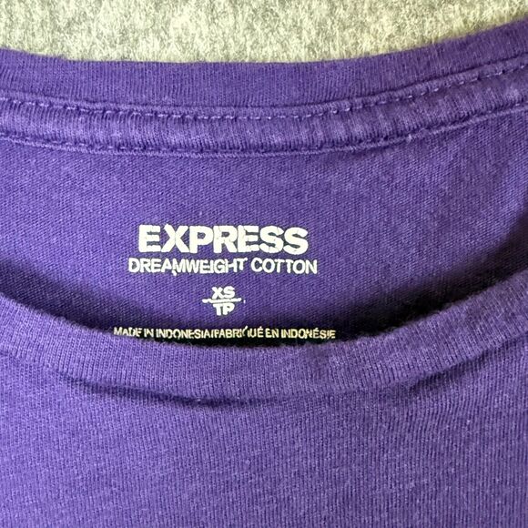 Vtg Express Graphic Sequin Bird Top Purpl Y2K Ombre Shirt Flying ❤️ Formation XS - Picture 5 of 9